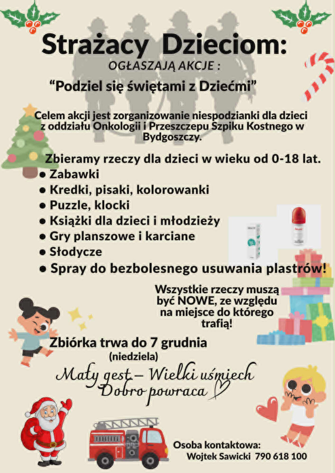 Strażacy z gorącymi sercami. W powiecie chojnickim trwa akcja gromadzenia prezentów dla dzieci z onkologii