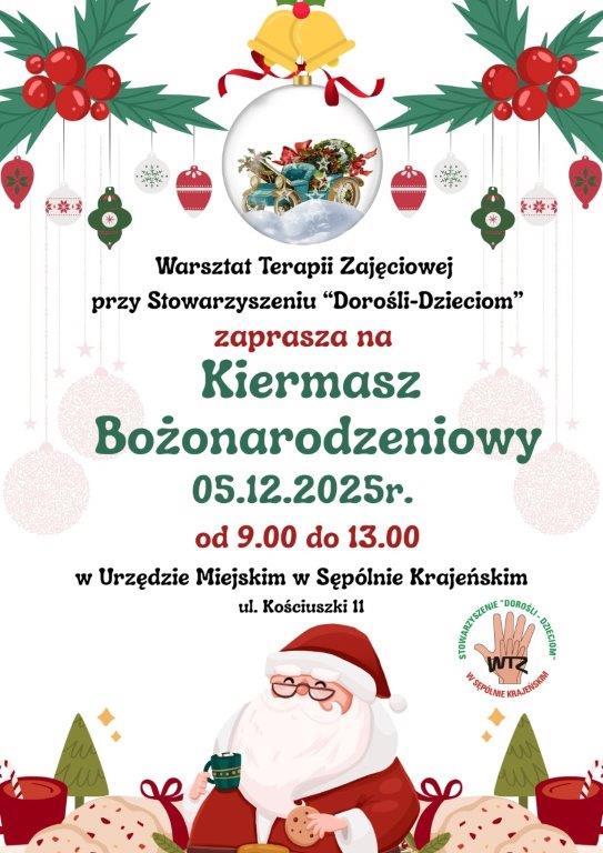 Warsztat Terapii Zajęciowej z Sępólna Krajeńskiego zaprasza w piątek 5 grudnia na doroczny kiermasz bożonarodzeniowy