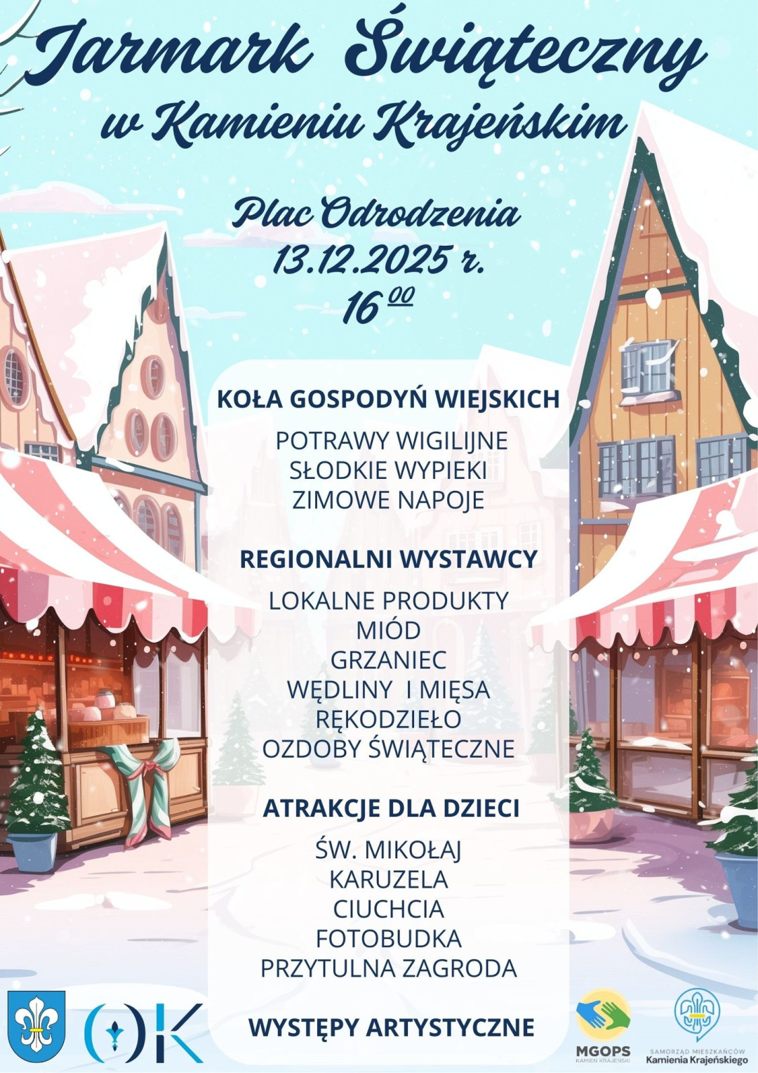 Władze Kamienia Krajeńskiego zapraszają w sobotę 13 grudnia na jarmark świąteczny